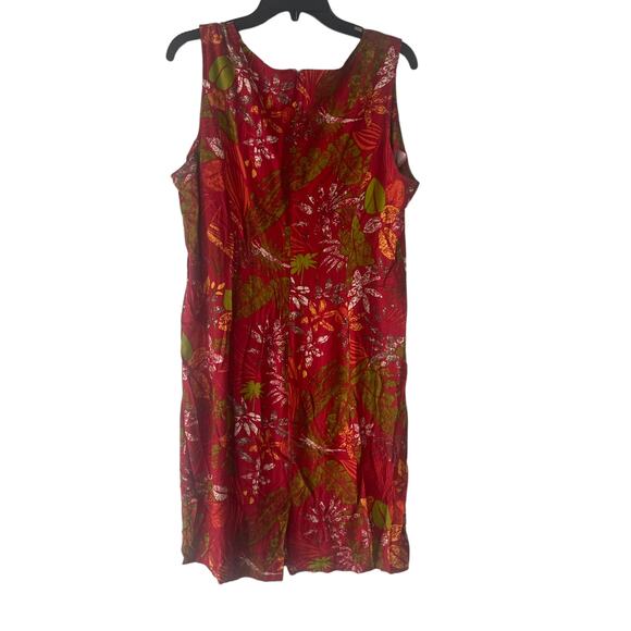 Bahama Beach Vintage 90s Women's Size 12 Large Hawaiian Red Tropical Midi Dress - Picture 5 of 6